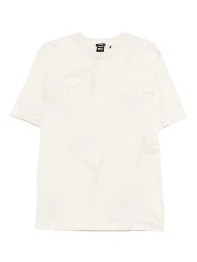 Hugo Boss Floral-print Cotton T-shirt In White