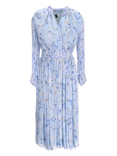 Hugo Boss Midikleid Mit Blumen-print In Blue