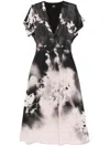 Hugo Boss Floral-print Midi Dress In Black