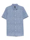 Hugo Boss Regular-fit Shirt In Printed Stretch-linen Chambray