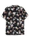 Hugo Boss Mens Black Floral-print Short-sleeve Woven Beach Shirt Xl In Black