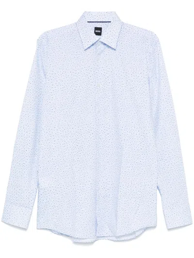 Hugo Boss Floral-print Shirt In Blue