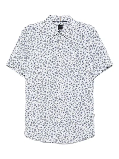 Hugo Boss Floral-print Shirt In White