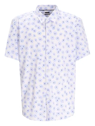 Hugo Boss Boss Roan Ken Floral Short Sleeve Button-up Shirt In Light Blue