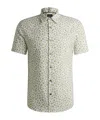 Hugo Boss Slim-fit Shirt In Floral-print Stretch Linen In Green