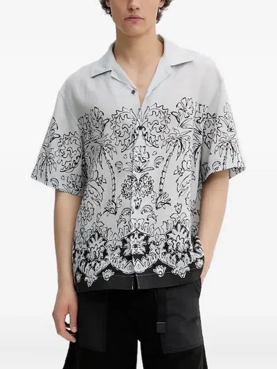 Hugo Boss Floral-print Short-sleeved Shirt In Black