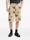 Hugo Boss Baggy-fit Shorts In Hibiscus-print Stretch-cotton Twill In Brown
