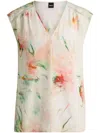 Hugo Boss Binadi Pure Silk Watercolour Blouse In Neutrals