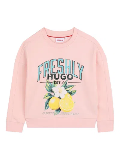 Hugo Boss Kids' Floral-print Sweatshirt In Pink