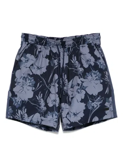 Hugo Boss Floral-print Swim Shorts In 蓝色