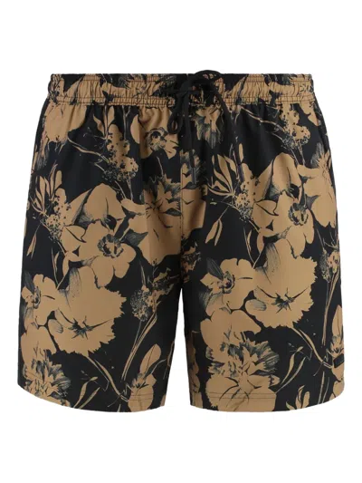 Hugo Boss Floral-print Swim Shorts In Multi