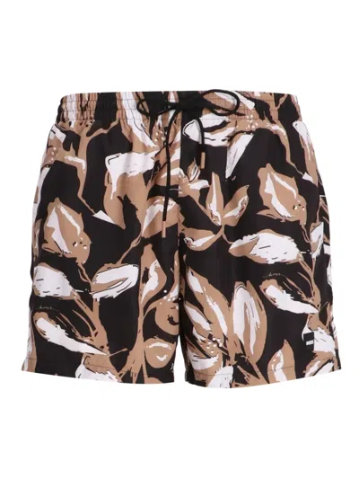 Hugo Boss Badeshorts Mit Blumen-print In Multi