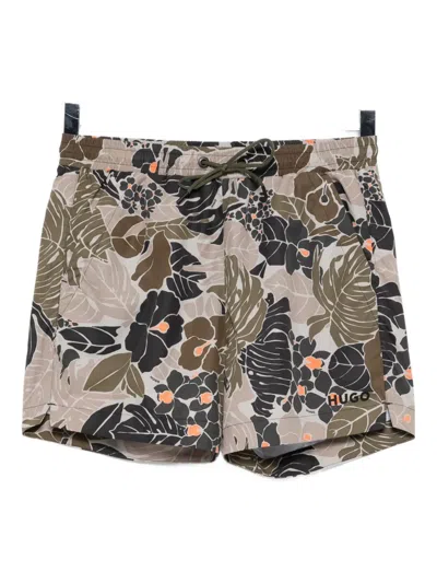 Hugo Boss Floral-print Swim Shorts In Multi