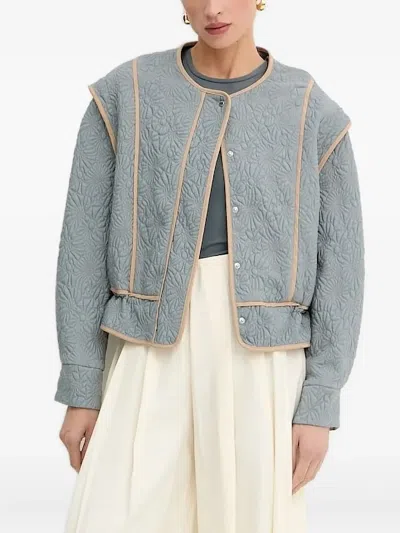 Hugo Boss Floral-quilted Jacket In Blue