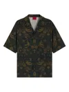 Hugo Boss Mens Open Green Graphic-print Short-sleeve Cotton Shirt Xl In Green