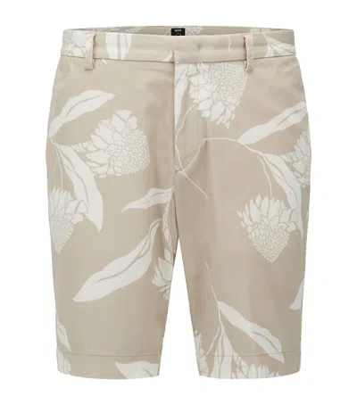 Hugo Boss Floral Tailored Shorts In Beige