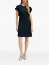 Hugo Boss Flutter-sleeve Keyhole Midi Dress In Blue