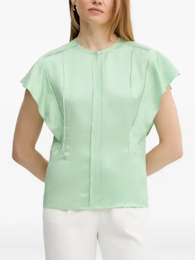 Hugo Boss Flutter-sleeve Top In Green