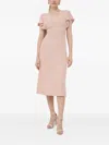 Hugo Boss Flutter-sleeve V-neck Midi Dress In Pink