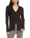 Hugo Boss V-neck Cardigan In Ribbed Stretch Fabric With Collar In Purple
