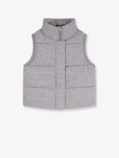 Hugo Boss Focrina Virgin Wool And Cashmere Sleeveless Jacket In Gray