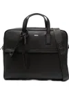 Hugo Boss Foil-print Briefcase In Brown