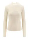 Hugo Boss Boss Foliora Virgin Wool Rib Funnel Neck Sweater In Neutral