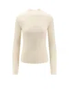 Hugo Boss Boss Foliora Virgin Wool Rib Funnel Neck Sweater In White