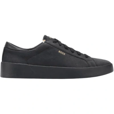 Pre-owned Hugo Boss Footwear Belwar Black/gold Leather Sneaker/trainer