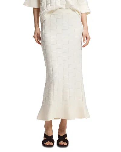 Hugo Boss Foppy Check Texture Maxi Skirt - Exclusive In White