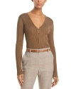 Hugo Boss Ribbed Cardigan In Stretch Fabric With Hook Closures In Teak