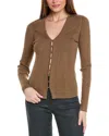 Hugo Boss Ribbed Cardigan In Stretch Fabric With Hook Closures In Brown
