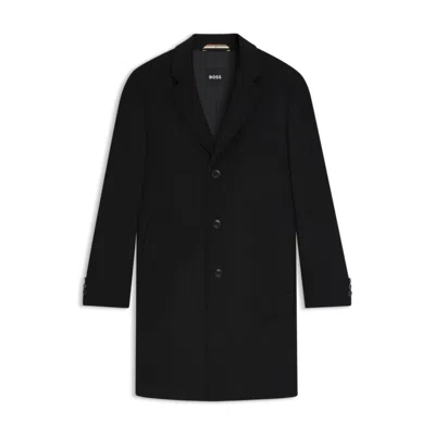 Hugo Boss Formal Coat In A Wool Blend In Black