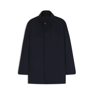 Hugo Boss Formal Coat In Italian Fabric With A Stand Collar In Black