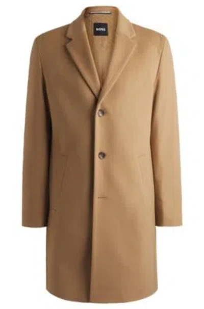 Hugo Boss Formal Coat In Wool In Beige