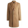 Hugo Boss Formal Coat In Wool In Beige