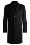 Hugo Boss Slim-fit Coat In Virgin Wool And Cashmere In Black