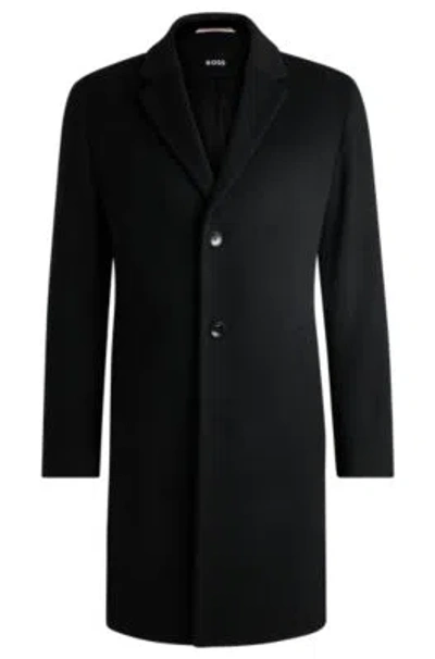 Hugo Boss Slim-fit Coat In Virgin Wool And Cashmere In Black
