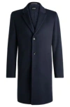 Hugo Boss Formal Coat In Wool In Dark Blue