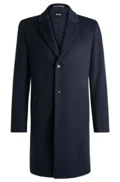 Hugo Boss Formal Coat In Wool In Dark Blue
