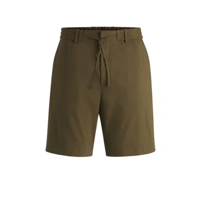 Hugo Boss Formal Shorts In A Linen Blend In Green