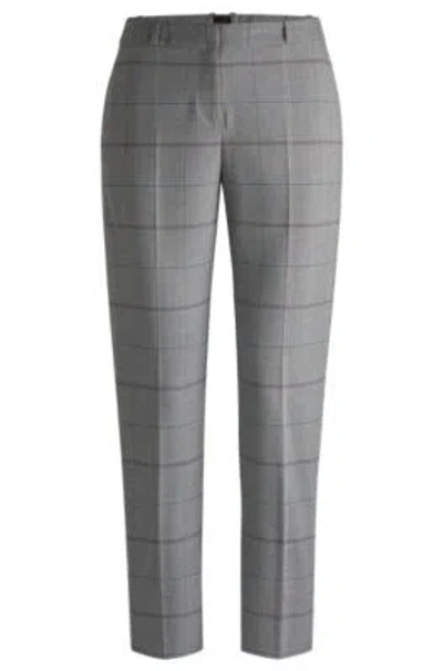 Hugo Boss Formal Trousers In Checked Stretch Fabric In Patterned