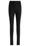 Hugo Boss Formal Trousers In Stretch Fabric With Slit Hems In Black