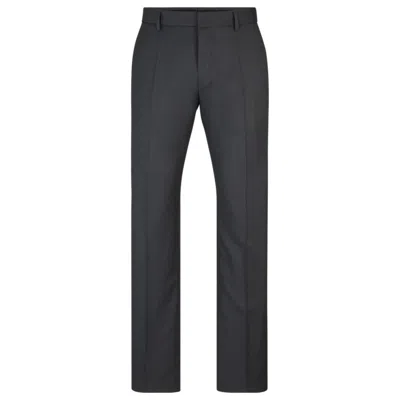 Hugo Boss Regular-fit Trousers In Wool Serge In Dark Grey