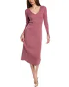 Hugo Boss Boss Formina Rib Long Sleeve Dress In Red