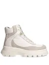 Hugo Boss Leather Lace-up Boots With Contrasting Trims In Neutrals
