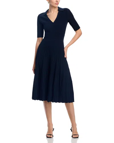 Hugo Boss Fracie Collared Midi Dress In Dark Blue