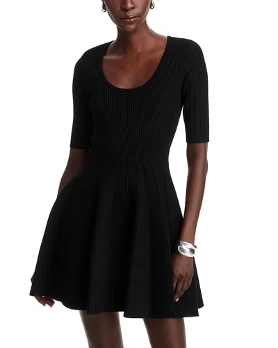 Hugo Boss Frankina Ribbed A Line Dress In Black