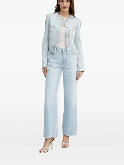 Hugo Boss Frayed-detail Denim Jeans In Blue