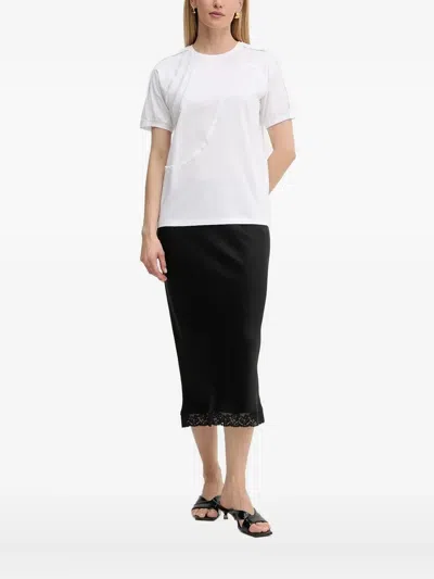 Hugo Boss Frayed-detail T-shirt In White